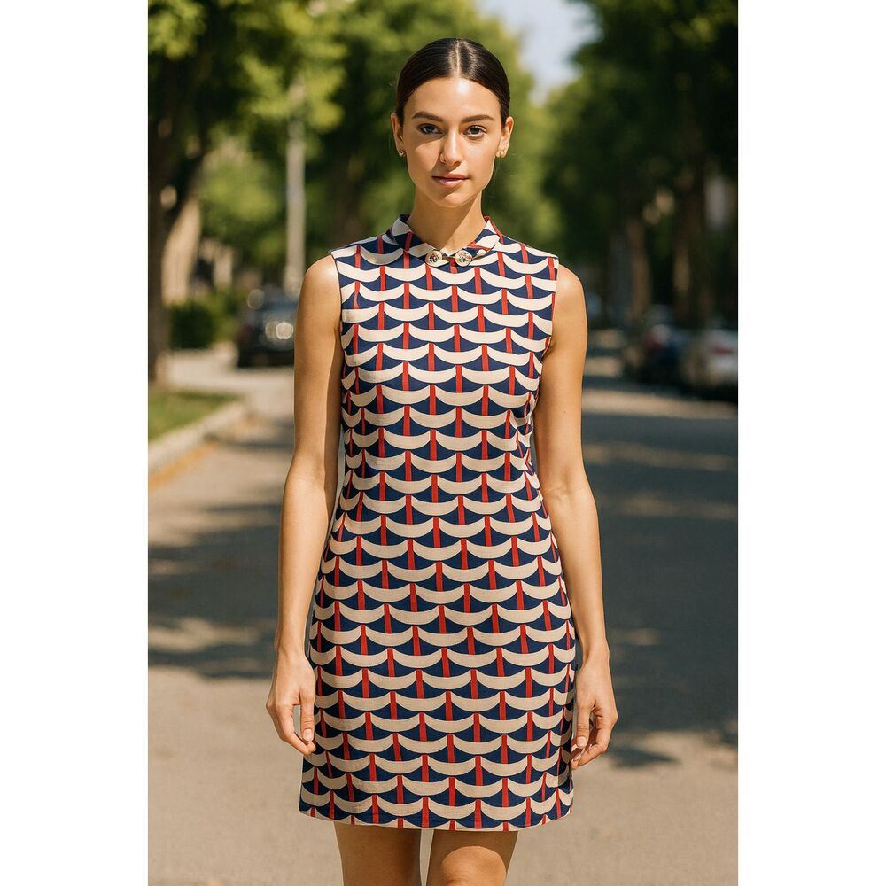 Vintage Multicolor McMullen Silk Pocket Sleeveless Mini Dress Women's Size Large